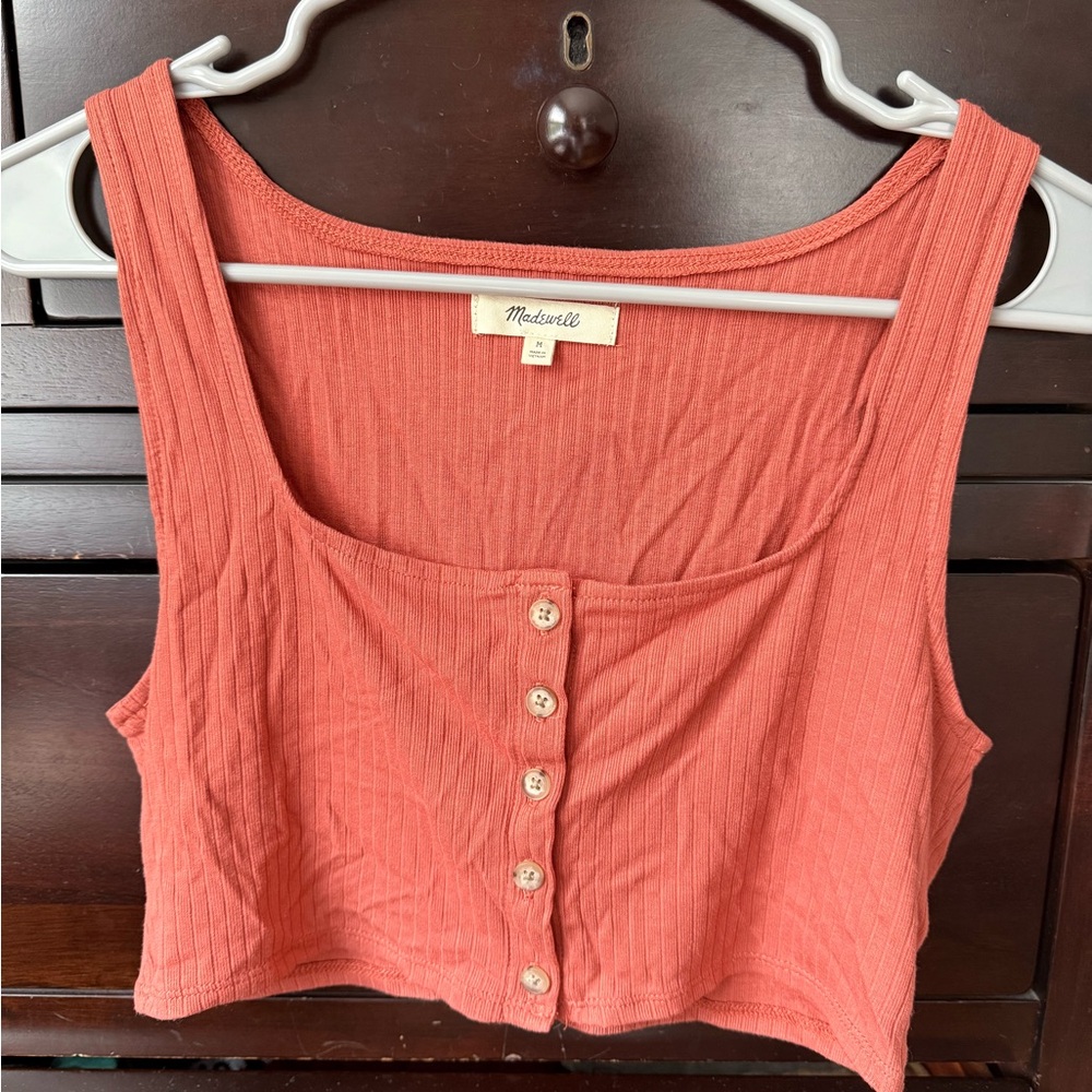 Madewell Terracotta Ribbed crop Top